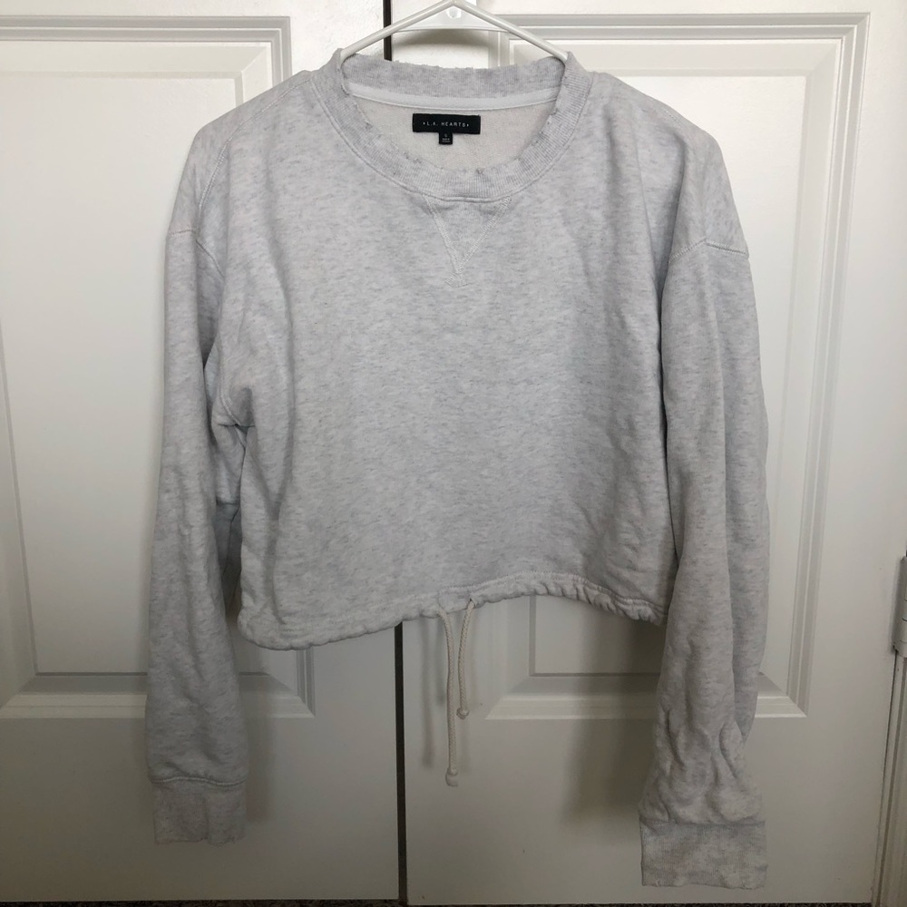 Cropped drawstring sweatshirt